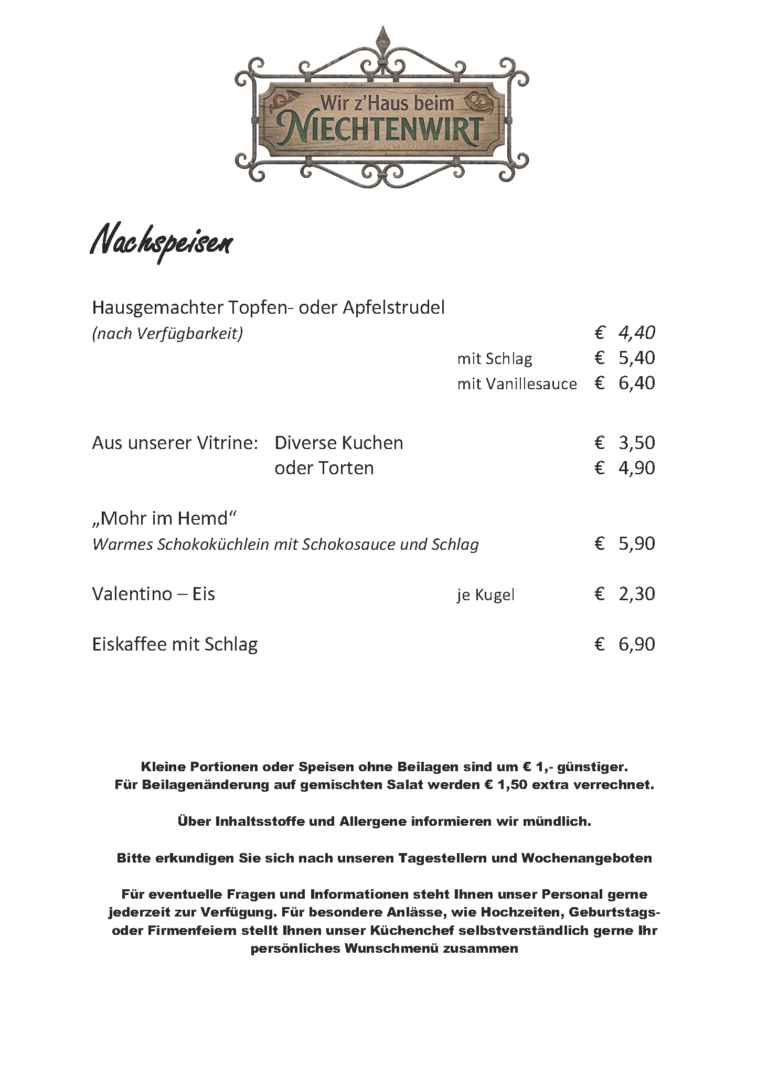Speisenkarte S5 - Nachspeisen (ab Juli 26)