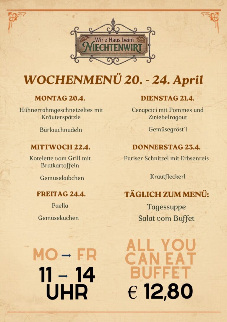 Wochenmenü 20. - 24