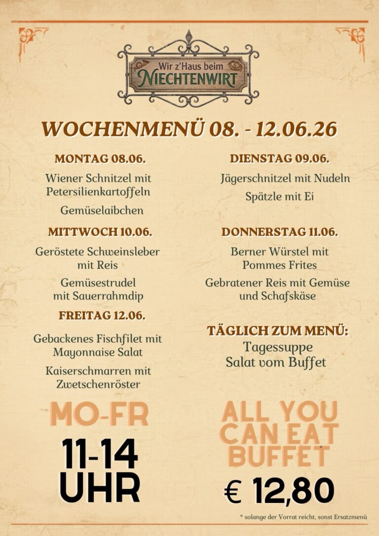 Wochenmenü 08.06. - 12.06